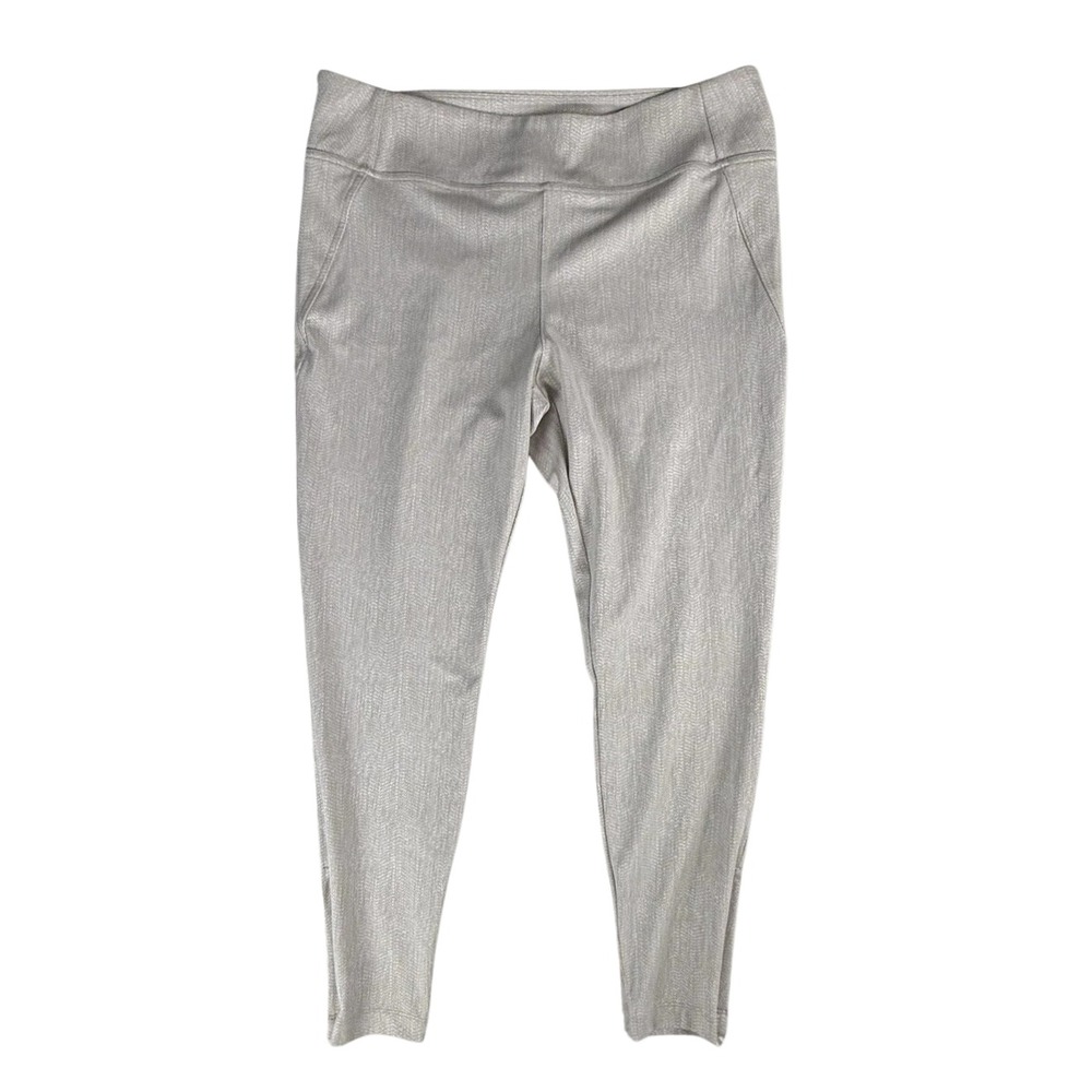 Athleta Delancey Herringbone Tight Womens XL Beige Cream High Rise Leggings Yoga